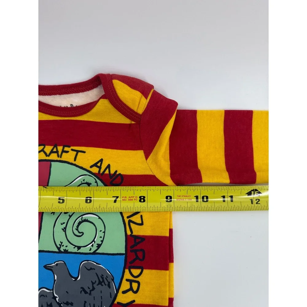 Harry Potter Hogwarts Bodysuit 12M Cotton Blend Red Yellow Striped Geekcore